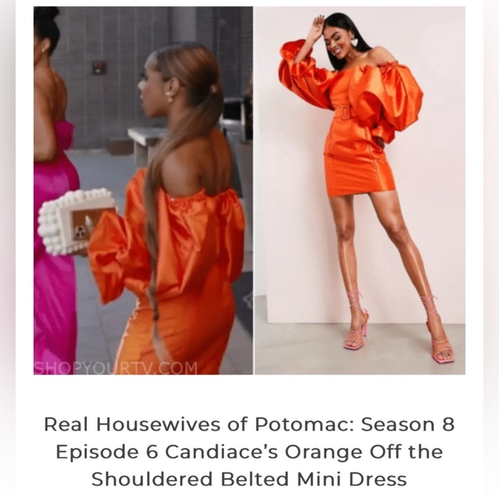 ASOS LUXE belted drama sleeve structured satin mini dress in hot orange US 8